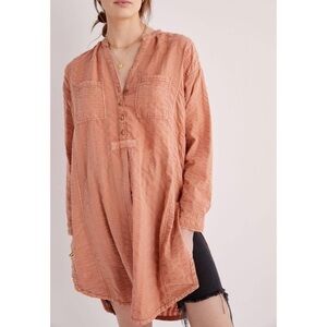 Anthropologie Terracotta Button-Down Tunic